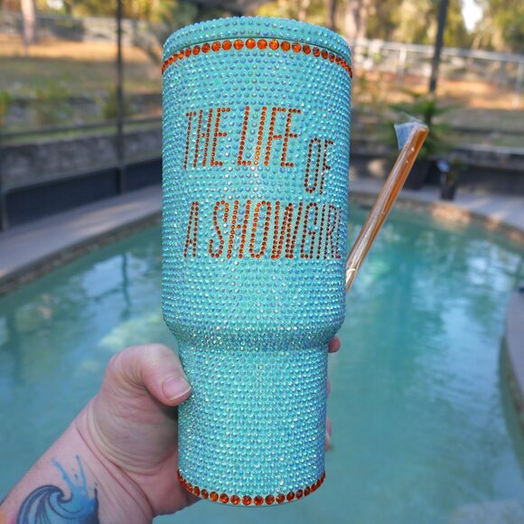 Taylor Swift The Life of a Showgirl Bling Tumbler 30 oz Mint Green IN HAND NEW - Picture 1 of 4